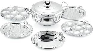 MITHALI Stainless Steel Multi Kadai with 2 Idli, 2 Dhokla & 1 Patra Steamer Plate Induction Idli Maker