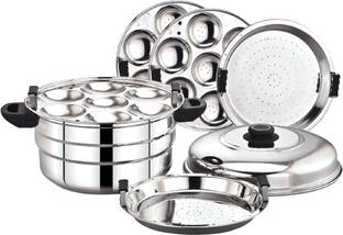 DIAMOND Steamer Pot/ 3 plates 21 Idlis, 1 Mini Idli Plate 20 Idlis, And 1 Steamer Plate Induction & Standard Idli Maker