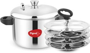 Pigeon Pigeon Idly Maker Induction and Gastove Compatible 4 Plates Induction & Standard Idli Maker