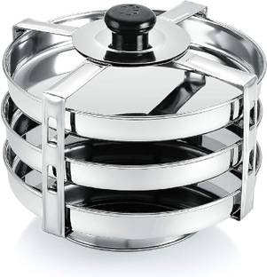 BLLUEX All-in-One Stainless Steel Dhokla Maker Big Size with 3 Plates & Standard Standard Idli Maker