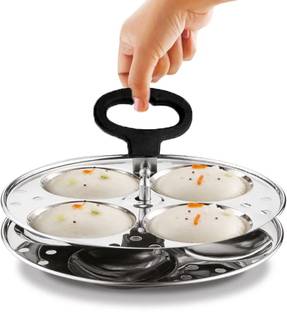 Prithi Home's and Kitchen Stainless Steel 2 Idli plate with Stand/Idli maker/Idli stand with Idli Lifter Induction & Standard Idli Maker