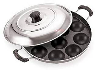 Masox Store Non-Stick 12 Cavity Handle Paniarakkal Idli Litti Batti Maker with Lid IK-87 Standard Idli Maker