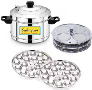 sahajavi Sahajavi SS idli cooker set with 3 idli plates and 2-mini idli plates Induction & Standard Idli Maker