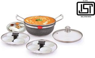 Klassi Kichen Stainless Steel Idli Cooker Multi Kadai With Glass Lid Induction & Standard Idli Maker
