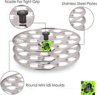 Excite Shoppers Quality Mini Idli 3 Plates Steel Idli Maker Makes 54 Mini Idlis at Once Standard Idli Maker