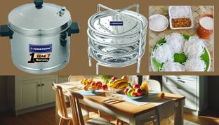 TENNYSON STAINLESS STEEL IDIYAPPAM / PUTTU COOKER (4 PLATES } Induction & Standard Idli Maker