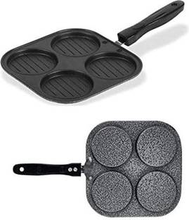 BIGWIN Nonstick Grill Mini Uttapam Tawa/Multi-Snack Maker 4 in 1 (Black) - Mini Pancake Maker, Mini Crepe pan, Idli pan, Pancake Moulds Pancake Pan 23 cm diameter (Aluminium, Non-stick) Pancake Pan 19 cm diameter 0.5 L capacity