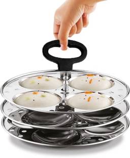 MISSIPPI Stainless Steel 3 Idli plate with Stand/Idli maker/Idli stand with Idli Lifter Induction & Standard Idli Maker