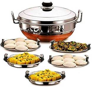 Mount stone Stainless Steel Multi Kadai Idli Cooker Steamer With Copper Bottom Induction & Standard Idli Maker