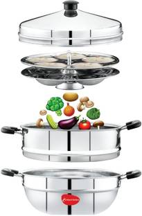 MAHAVIR 10 idli Steamer Mutli Kadhai Induction & Standard Idli Maker