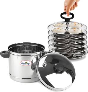 MISSIPPI Stainless Steel 6 Plate Idli cooker,Idli maker,edli bartan for Home Induction & Standard Idli Maker