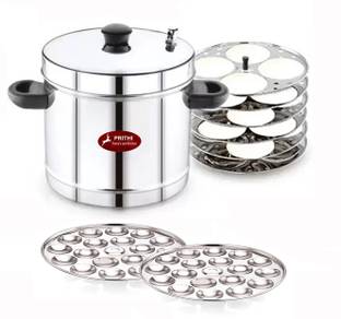 Prithi Home's and Kitchen Stainless Steel Idly cooker/Maker Combo plates ( 6 Regular + 2 Mini) Induction & Standard Idli Maker