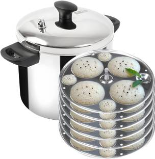 Usha Shriram (24 Medium & 24 Button) Stainless Steel Cooker Steamer Induction & Standard Idli Maker