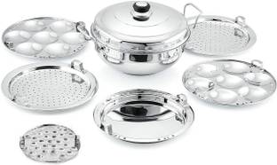 partiz Triply Kadai Steamer with Induction & GasTop 5 Plate 2 Idli, 2 Dhokla, 1 Patra Standard Idli Maker