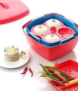 Niralasa Plastic Idli Maker - Makes 8 idlis, Microwave Dhokla Maker, Vegetable Steamer Microwave Idli Maker