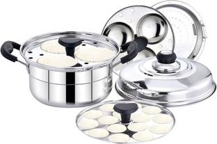 DIAMOND Steamer Pot/ 2 plates 6 Idlis, 1 Mini Idli Plate 15 Idlis, And 1 Steamer Plate Induction & Standard Idli Maker