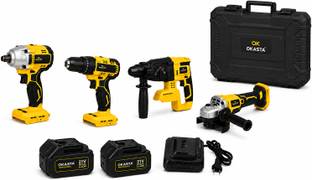 OKASTA 4pcs Brushless Cordless ,Impact Drill ,Angle Grinder, 26mm Hammer,350NM Impact Combo Set Cordle...