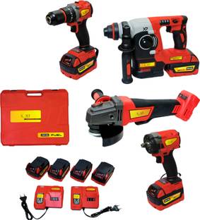 Hakimi XLNT 4PCS COMBO BL 4X5AH BATTERY IMPACT DRILL ANGLE GRINDER HAMMER 26MM, 390NM Cordless Impact Wrench
