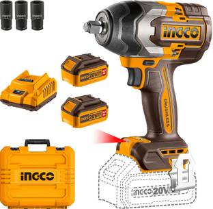 INGCO CIWLI2085 Brushless Cordless Impact Wrench 850Nm 3 Speed, 2pcs 4.0Ah Batteries Cordless Impact Wrench