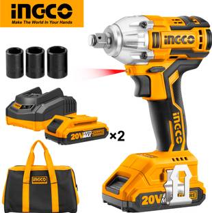 INGCO 20V Professional Brushless Motor 2.0Ah batteries and charger Cordless Impact Wrench