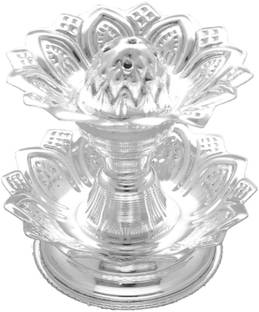 Sri Jagdamba Pearls 11.4 Grams Lotus Design Agarbatti Stand Silver Incense Holder
