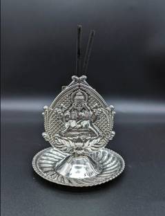 Varalakshmi Lakshmi Agarbathi Stand Made of German Silver For Pooja Silver Plated Incense Holder