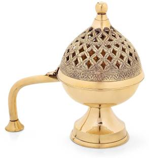 Infinity Art Collection Home Purifying Brass Dhuna Loban Burner Dhooni Dhoop Dani Dhuni Brass Incense Holder