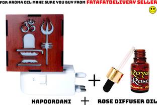 Nikhil Electrical Kapoor Dani Aroma Oil Diffuser With 2 IN 1 Kapoordani & Night Bulb with 12ml Rose Aroma Glass, Plastic Incense Holder Set