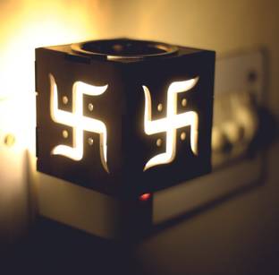 BFAAST Diwali Swastik Led Kapoordani For Shukh Samridhi Best For Home Office Mandir Etc Wooden Incense Holder