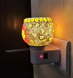 BHURIYA Night Lamp Kapoor Dani Kapoor Diya Electrical Machine Diffuser Fragrance Steel Ceramic Incense Holder