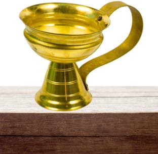 Real Craft Small Brass Incense Burner with Jhuna Loban Dhoop Dani 5 inch Brass Incense Holder