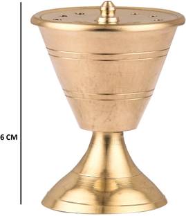 DOKCHAN Handcraft 6cm Damru Incense Stick Holder Pure Brass Dhoop Agarbatti Stand/Holder Brass Incense Holder