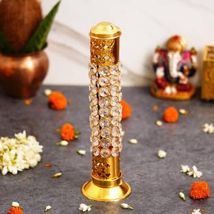 Decor House Traditional Agarbatti Stand with Ash Catcher Incense Holder Stick Holder Iron, Crystal Incense Holder