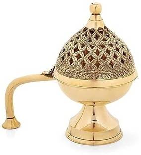 F N F CREATION Home Purifying Brass Dhuna Loban Burner Dhooni Dhoop Dani Dhuni Brass Brass Incense Holder