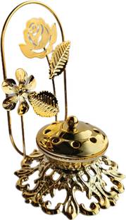 90 Degree Charcoal Incense Burner Manual Non Electrical Fancy Table Top Gold Plated Incense Holder