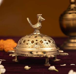 CLICKNECT Peacock Turtle Brass Incense Holder. Brass Incense Holder
