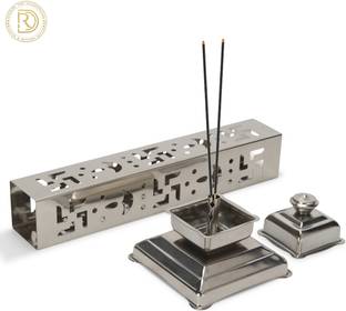 DigiRake Stainless Steel Agarbatti Stand, Incense Stick Stand, Steel Uthupathi Stand Stainless Steel Incense Holder Set