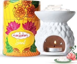 MANGALAM Ceramic Diffuser Burner With Tea Light Candle And Camphor - Pack of 1 Ceramic Incense Holder