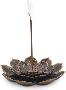 Satyam Kraft 1 Pcs Lotus Flower Design Agarbatti Stand Incense Holder Ash Catcher Brass Incense Holder