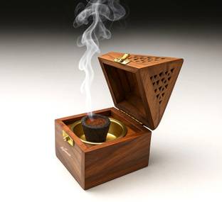 Signamio Wooden Sambrani Dhoop Dhup Batti Stand Holder for Pooja Wooden Incense Holder