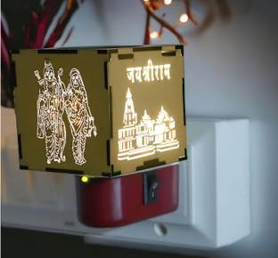 Gojeeva Ayodhya Ram Mandir Electric Home Fragrance Lamp with Night Light Wooden Incense Holder Set