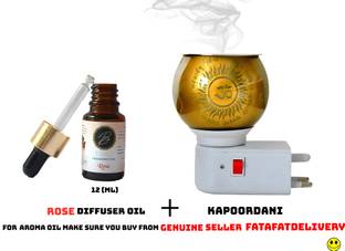 SHIVA BLESSING KAPOOR DANI Kapoordani With FREE 12ml Rose Aroma Oil Glass Incense Holder Set