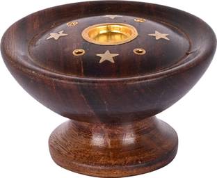 DOKCHAN Amazing Look Incense Stick Holder | Wooden Round Shape Handmade Dhoop Wooden Incense Holder