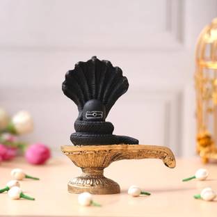 JaipurCrafts Premium Shivling with 5 Snake Shiv Lingam Statue Snake Idols of Shiva Decorative Showpiece  -  5.11 cm