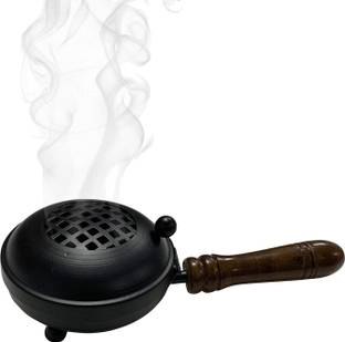 True Decor Loban Dani Dhup Dani for Puja Burner Pot Loban Burner with Handle Steel Incense Holder
