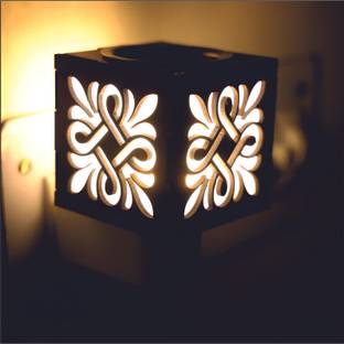 Gojeeva Electrical Camphor Carved Pattern Wooden Kapoor Dani & Essential Oil Diffuser Plastic Incense Holder
