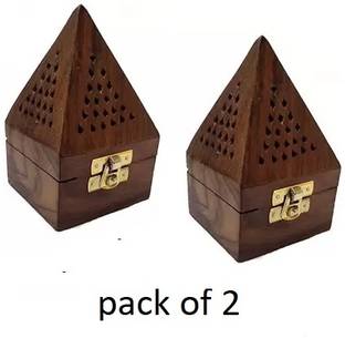 HYMS HYMS Look Incense Stick Holder | Wooden Square Shape Handmade Dhoop Batti Stand Wooden Incense Holder