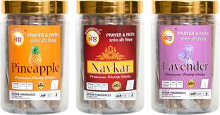 SHRESHTHA PREMIUM PINEAPPLE, NAVKAR, LAVENDER DRY DHOOP INCENSE STICKS (3X200G) 600GMS JAR PINEAPPLE, NAVKAR, LAVENDER