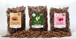 MkAgarbatti Dry Dhoop Cone natural fragrance for Pooja Combo Pack (300gm) incense cones GULAB, MOGRA, CHANDAN