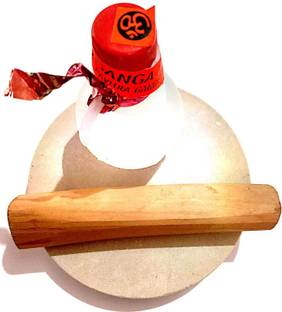 SHREENATHJI Sandal Wood Pata Board with Mysore Chandan Stick & Rubbing Stone with Ganga Jal SANDAL WOOD